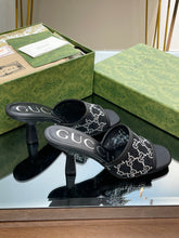 Load image into Gallery viewer, Gucci GG Mid Heel Sandals
