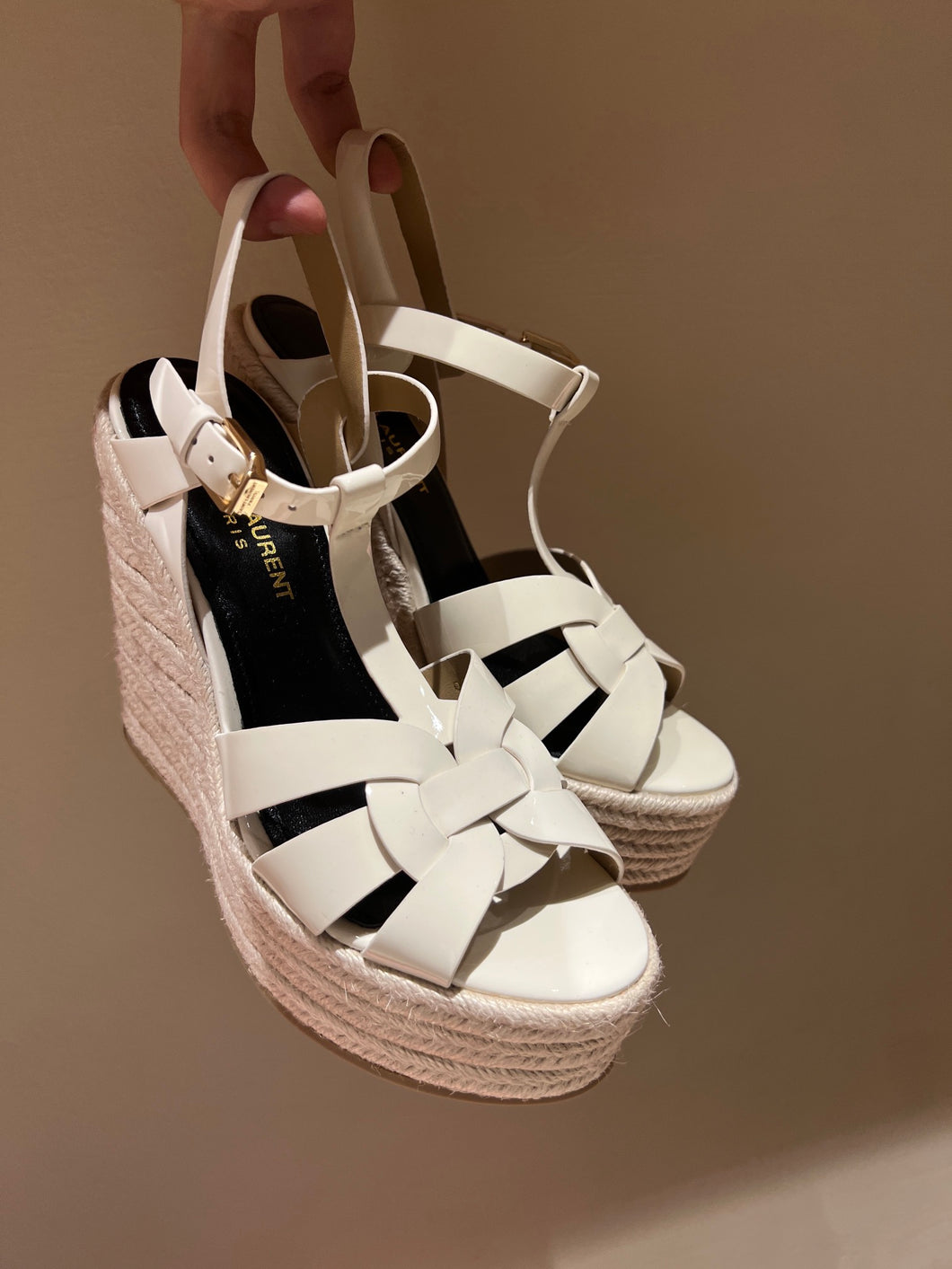 YSL TRIBUTE ESPADRILLES WEDGE IN SMOOTH LEATHER