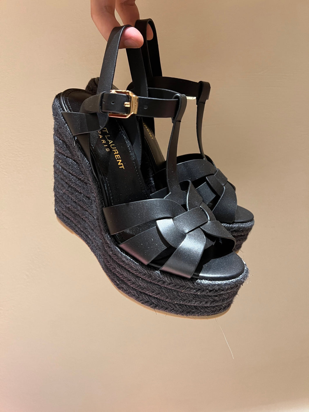 YSL TRIBUTE ESPADRILLES WEDGE IN SMOOTH LEATHER