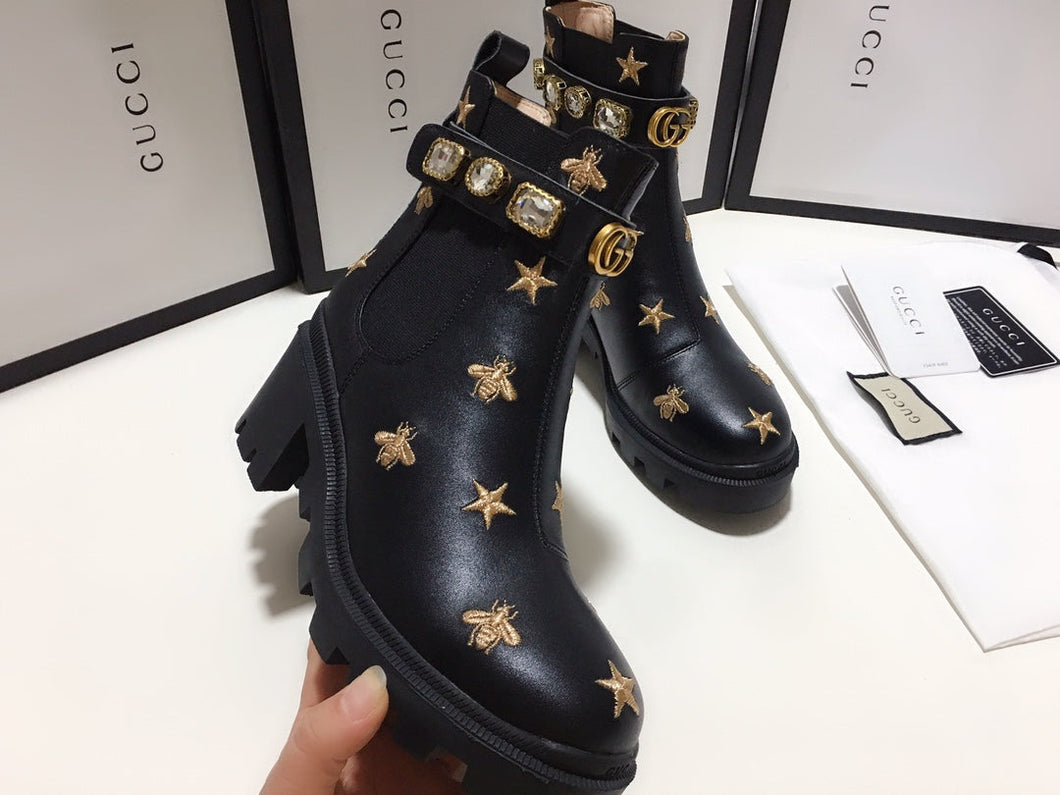 Gucci Leather Boot With Ankle Belt