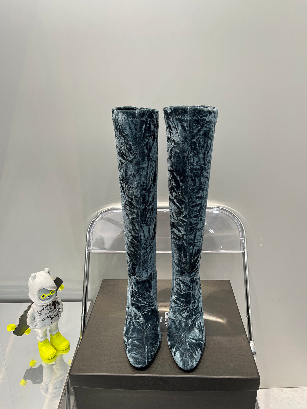 YSL  Talia Boots In Velvet
