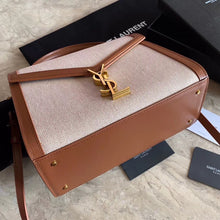 Load image into Gallery viewer, YSL Cassandra Medium Top Handle Bag In Canvas and Smooth Leather
