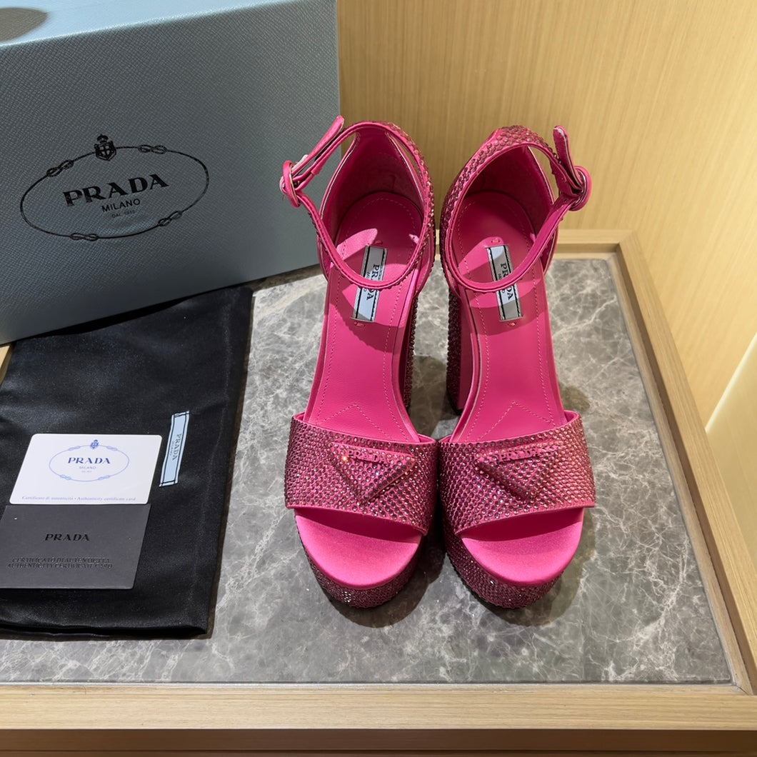 Prada Satin Platform With Crystals