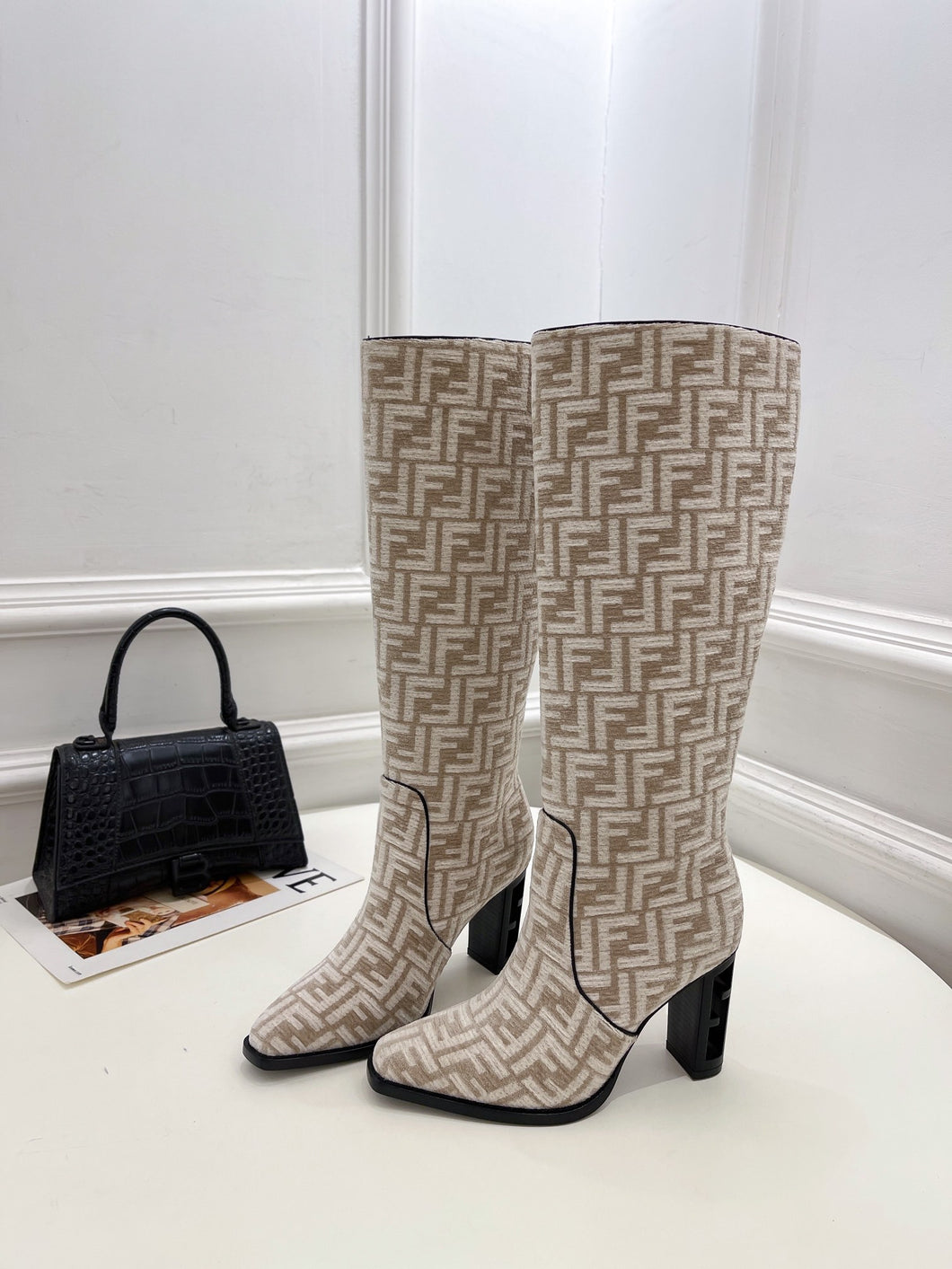 Fendi High-heeled  FF Chenille Boots