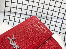 Load image into Gallery viewer, YSL Medium Sunset In Crocodile Embossed Shiny Leather Bag
