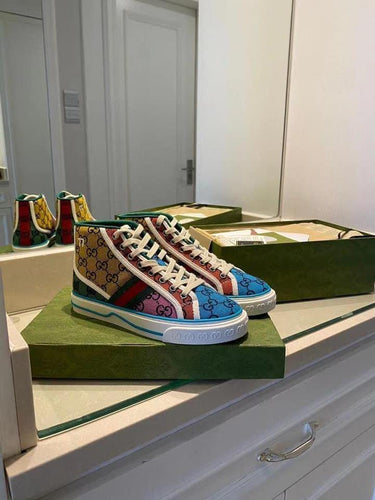 Gucci Tennis 1977 GG  Multicolor High Top Sneaker - LUXURY KLOZETT