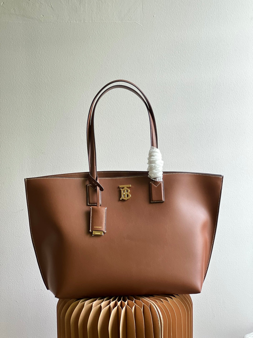 Burberry Motif Leather Medium Tote Bag