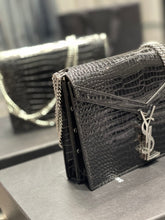 Load image into Gallery viewer, YSL Cassandra Medium Chain Bag In crocodile Embossed Shiny Leather
