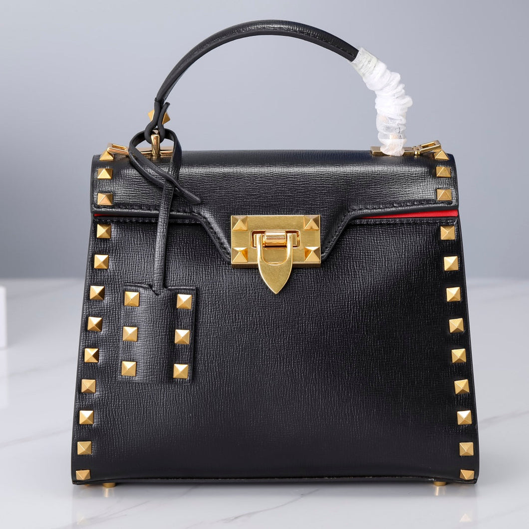 Valentino Garavani Small Rockstud Alcove Grainy Calfskin Bag