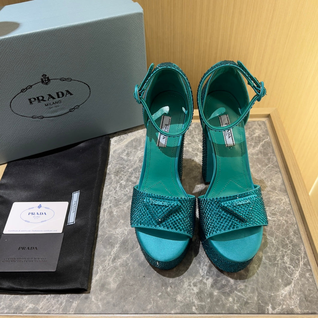 Prada Satin Platform With Crystals