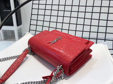 Load image into Gallery viewer, YSL Medium Sunset In Crocodile Embossed Shiny Leather Bag
