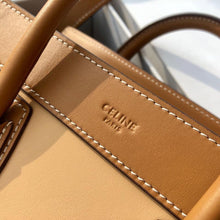 Load image into Gallery viewer, Celine MICRO LUGGAGE HANDBAG IN TEXTILE AND NATURAL CALFSKIN TAN/WHITE
