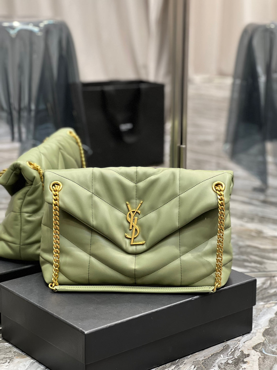 YSL PUFFER MEDIUM BAG IN QUILTED LAMBSKIN
