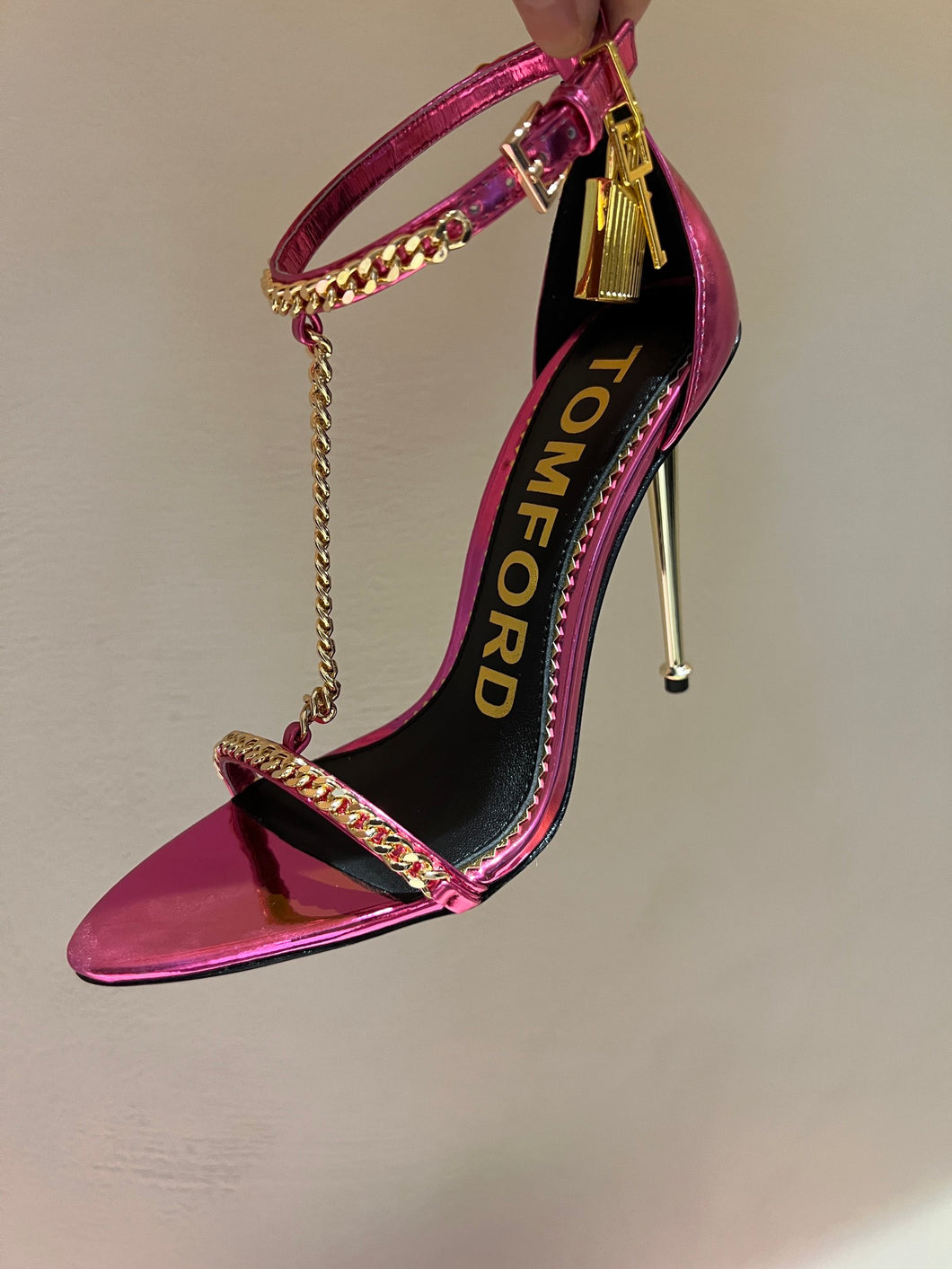 Tom Ford Leather Padlock Pointy Naked  Sandal