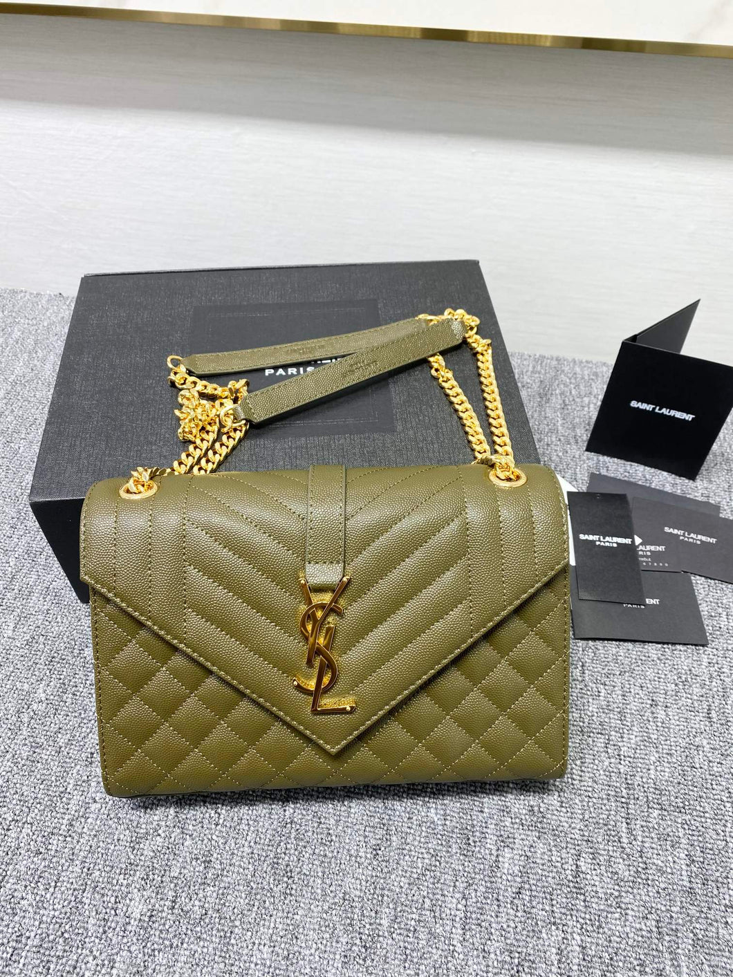 YSL  Envelope Medium Bag In Mix Matelasse Grain  De Poudre Embossed Leather