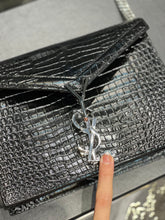 Load image into Gallery viewer, YSL Cassandra Medium Chain Bag In crocodile Embossed Shiny Leather
