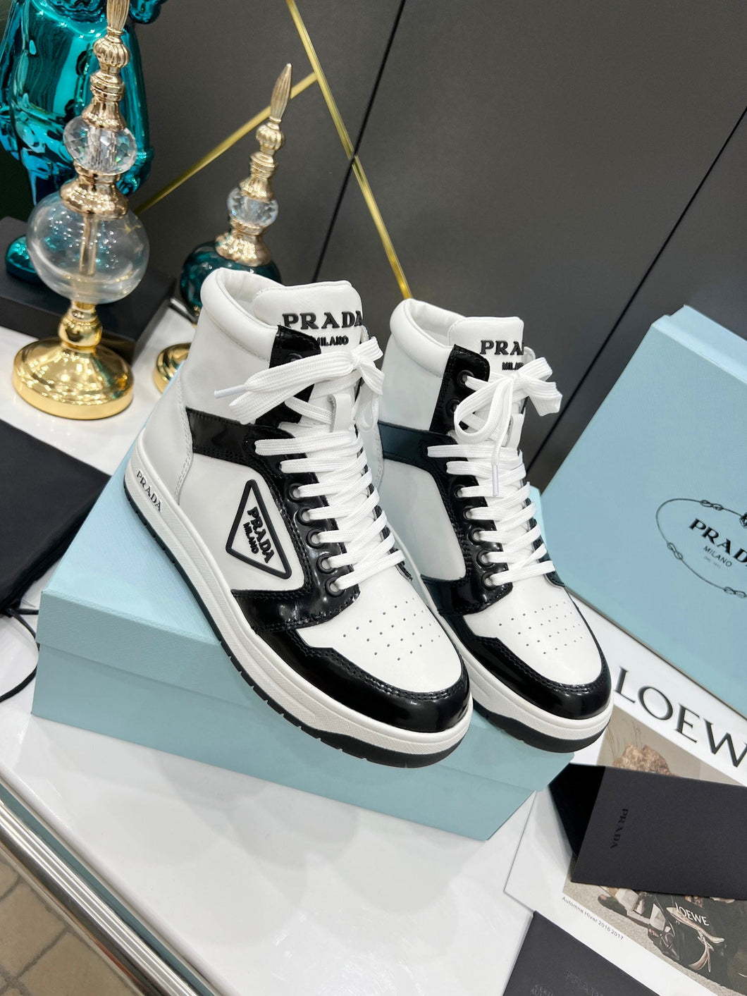 Prada District Leather Sneakers