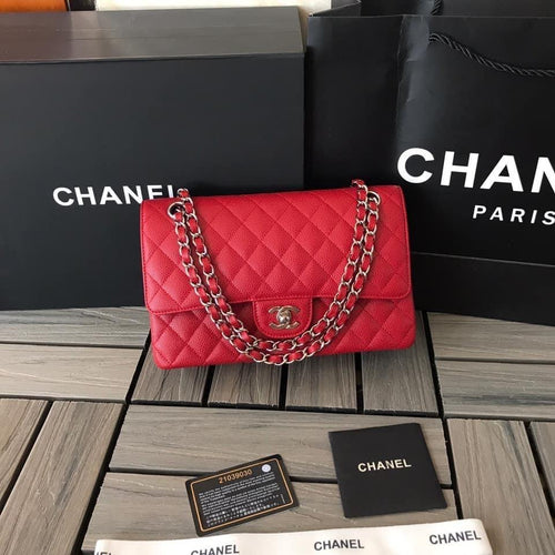 Chanel Caivar Double Flap Bag - LUXURY KLOZETT