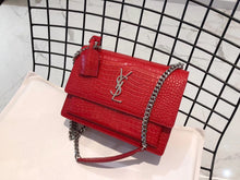 Load image into Gallery viewer, YSL Medium Sunset In Crocodile Embossed Shiny Leather Bag
