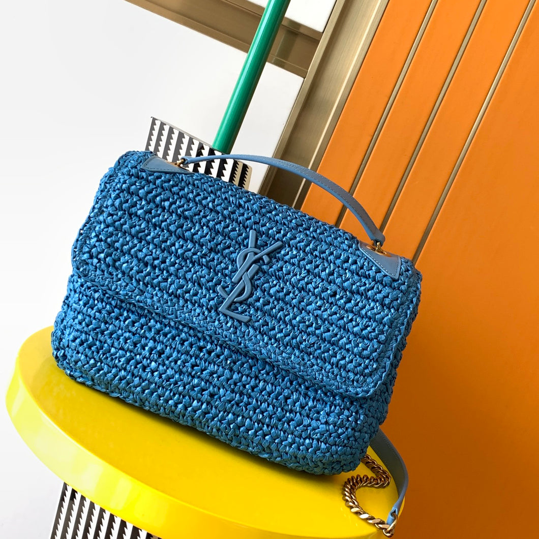 YSL Niki Medium Chain Bag In Raffia