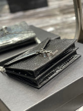 Load image into Gallery viewer, YSL Cassandra Medium Chain Bag In crocodile Embossed Shiny Leather
