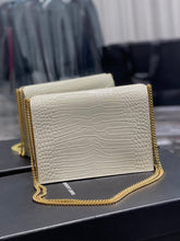 Load image into Gallery viewer, YSL Cassandra Medium Chain Bag In crocodile Embossed Shiny Leather
