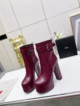 Load image into Gallery viewer, YSL  Cherry Buckle Platform Boots
