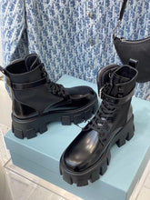 Load image into Gallery viewer, Prada Monolith brushed Rois Leather And Nylon Boots
