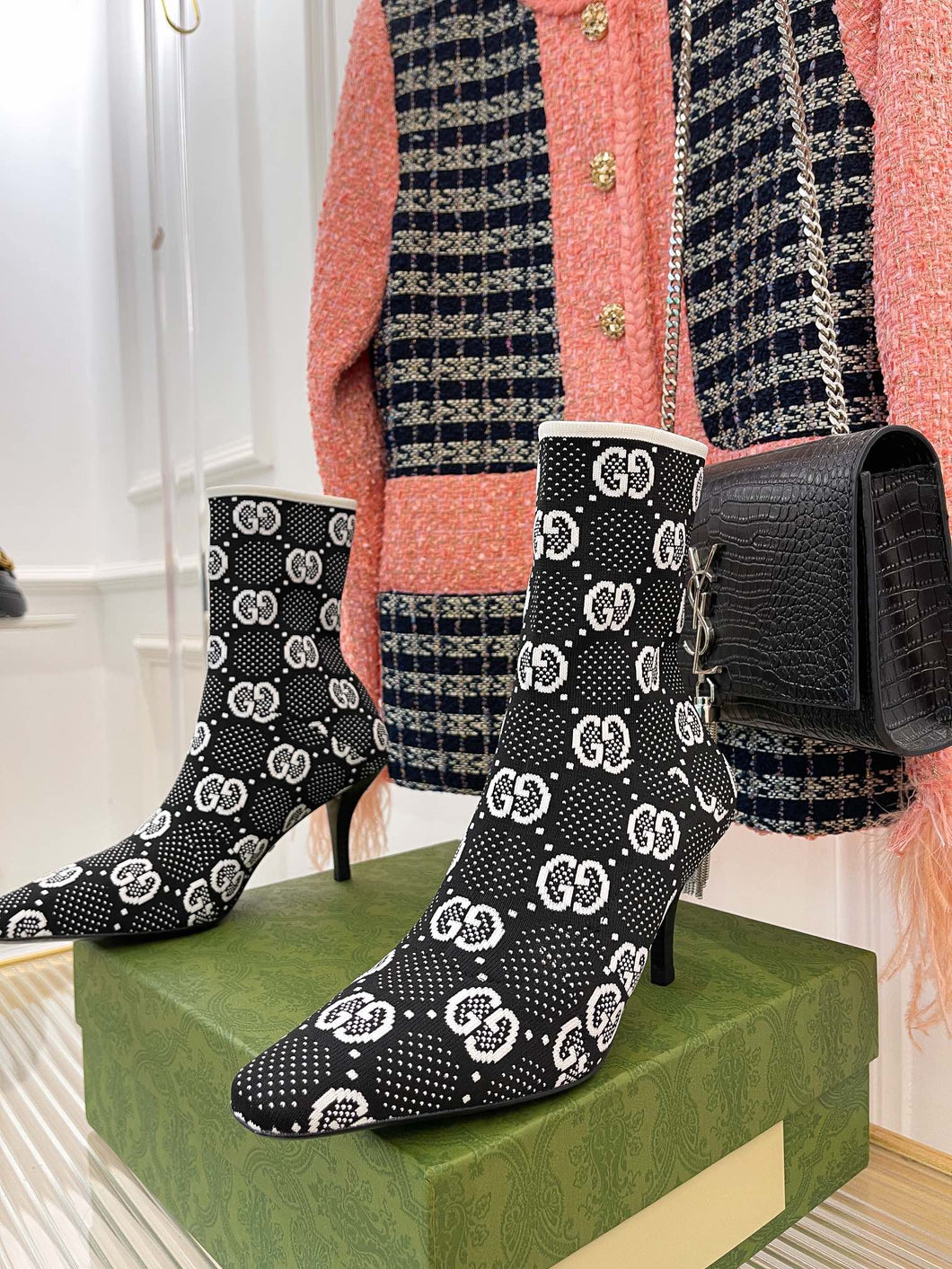 Gucci GG Knit Ankle Boots