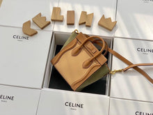 Load image into Gallery viewer, Celine MICRO LUGGAGE HANDBAG IN TEXTILE AND NATURAL CALFSKIN TAN/WHITE
