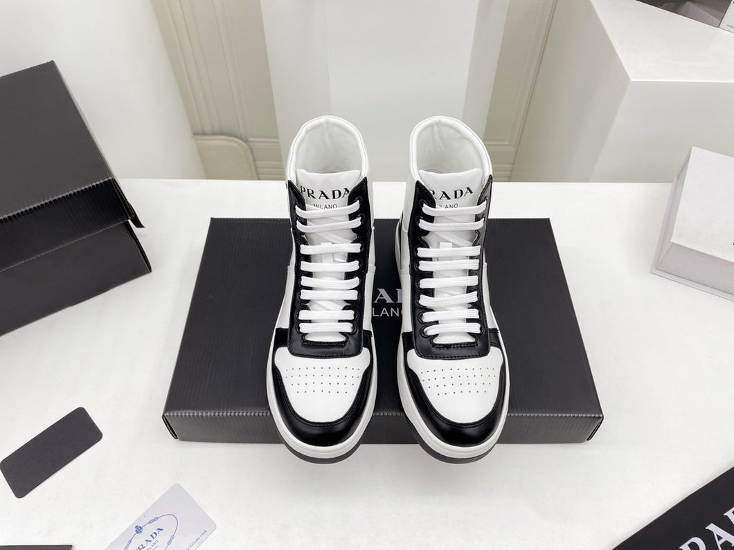 Prada Downtown Leather High Top Sneakers