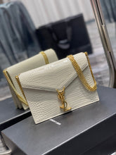 Load image into Gallery viewer, YSL Cassandra Medium Chain Bag In crocodile Embossed Shiny Leather
