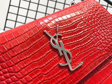 Load image into Gallery viewer, YSL Medium Sunset In Crocodile Embossed Shiny Leather Bag
