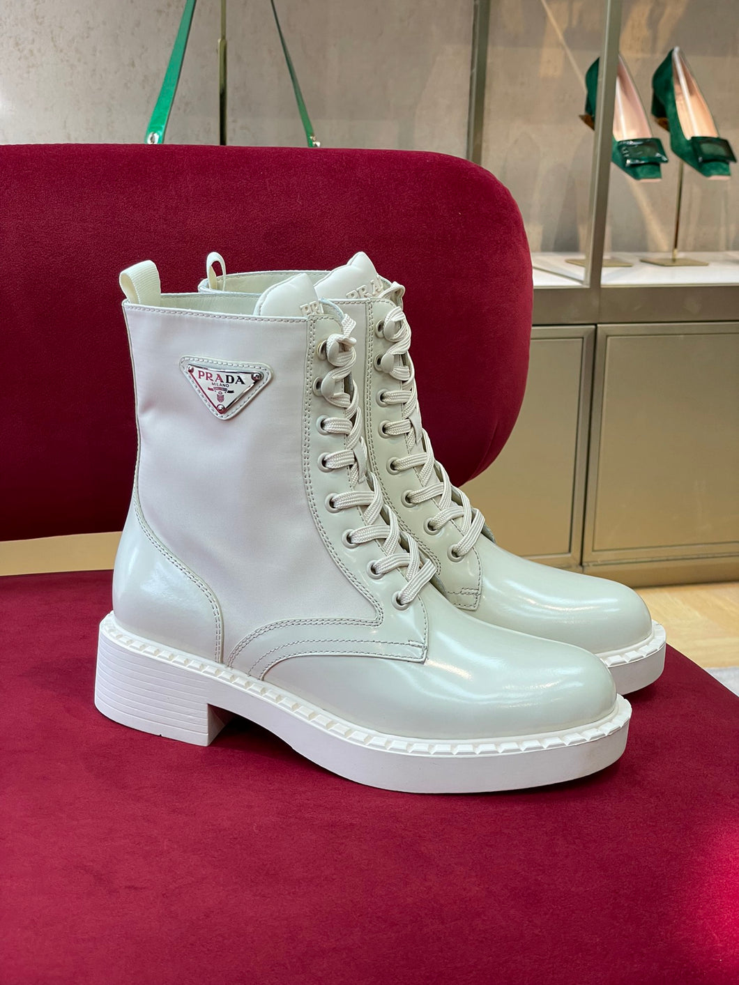 Prada Brushed-Leather and Re-Nylon Boots