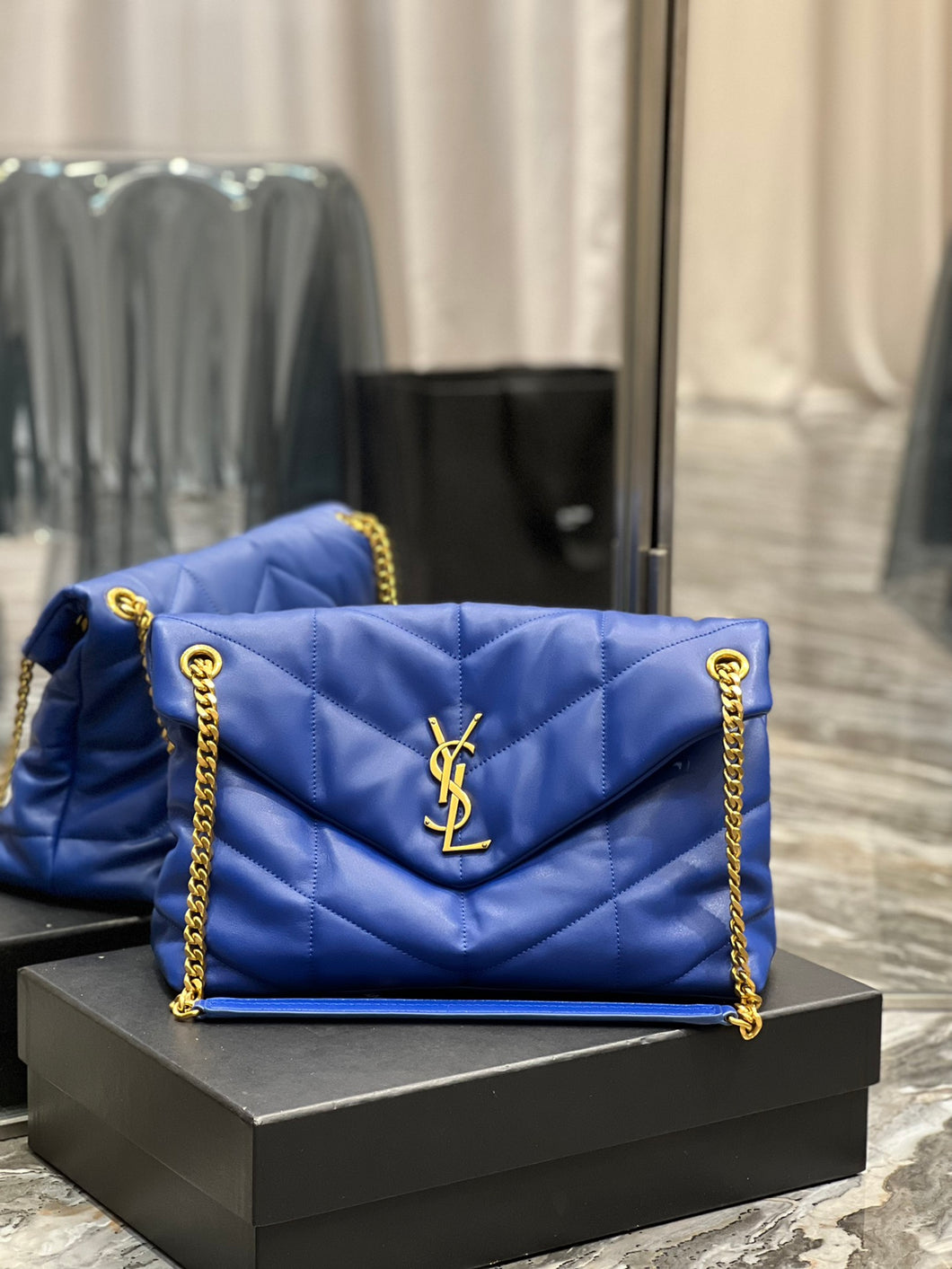 YSL PUFFER MEDIUM BAG IN QUILTED LAMBSKIN