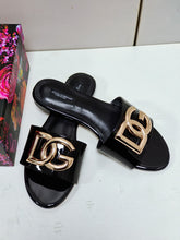 Load image into Gallery viewer, Dolce &amp; Gabbana Polished Calfskin Sliders with DG logo
