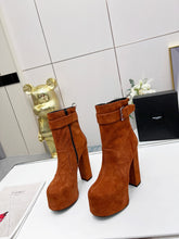 Load image into Gallery viewer, YSL  Cherry Buckle Platform Boots
