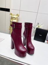 Load image into Gallery viewer, YSL  Cherry Buckle Platform Boots
