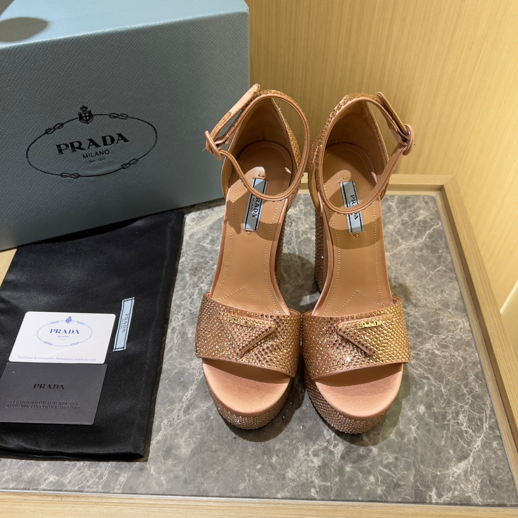 Prada Satin Platform With Crystals