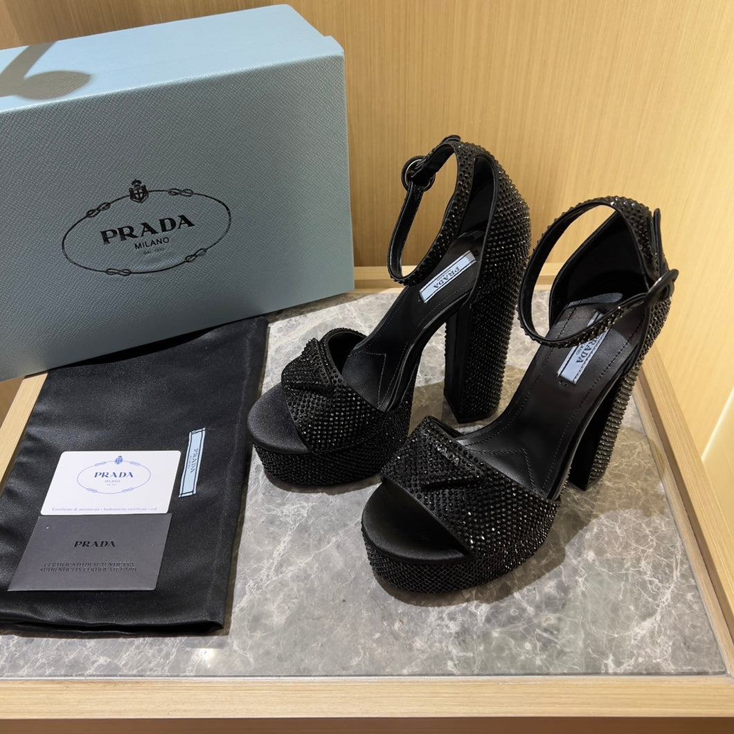 Prada Satin Platform With Crystals