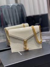 Load image into Gallery viewer, YSL Cassandra Medium Chain Bag In crocodile Embossed Shiny Leather
