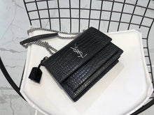 Load image into Gallery viewer, YSL Medium Sunset In Crocodile Embossed Shiny Leather Bag
