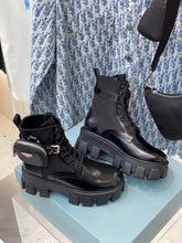 Load image into Gallery viewer, Prada Monolith brushed Rois Leather And Nylon Boots
