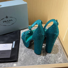 Load image into Gallery viewer, Prada Satin Platform With Crystals
