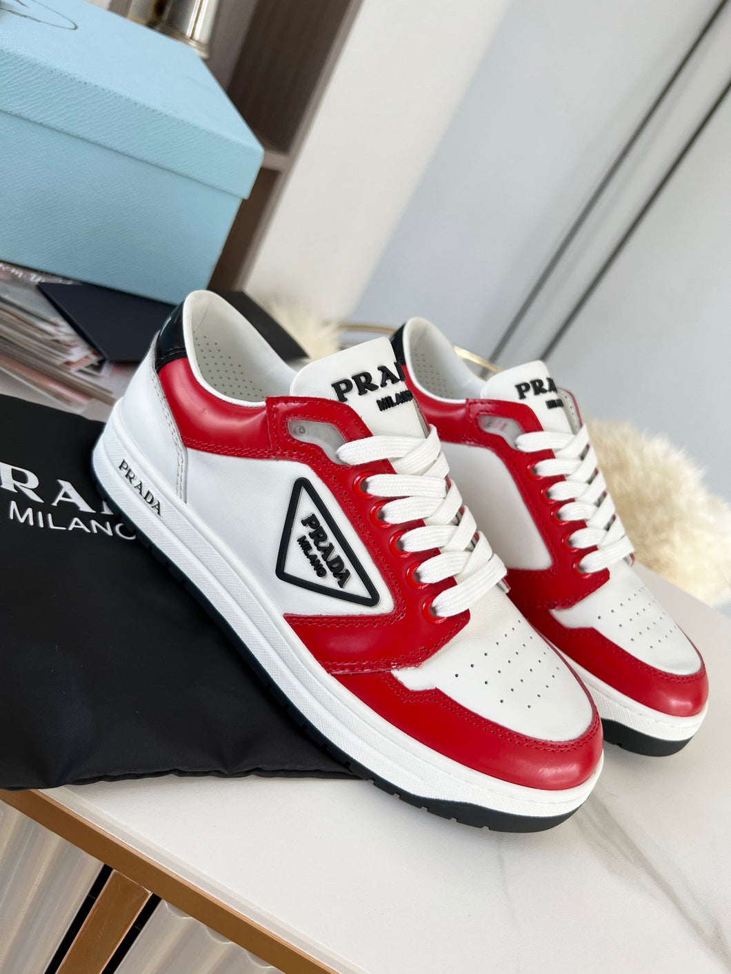 Prada District Leather Sneakers